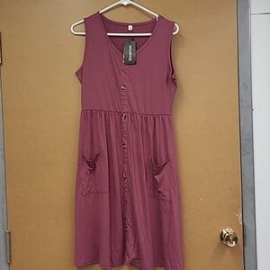 Molerani Size M Plum Sleeveless Faux Button Down Midi Dress